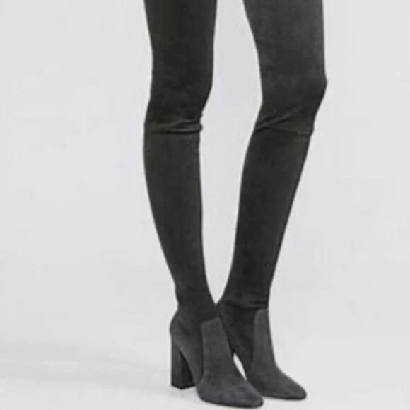 NIB Tamara Mellon Helmut Over The Knee Stretch Suede Boots Dark Grey Gray 38 - Picture 1 of 7